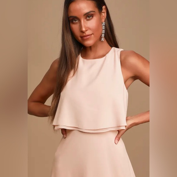 Lulu’s | Utterly Enchanting Lined Sleeveless Maxi Dress Gown Blush Medium - Picture 4 of 11